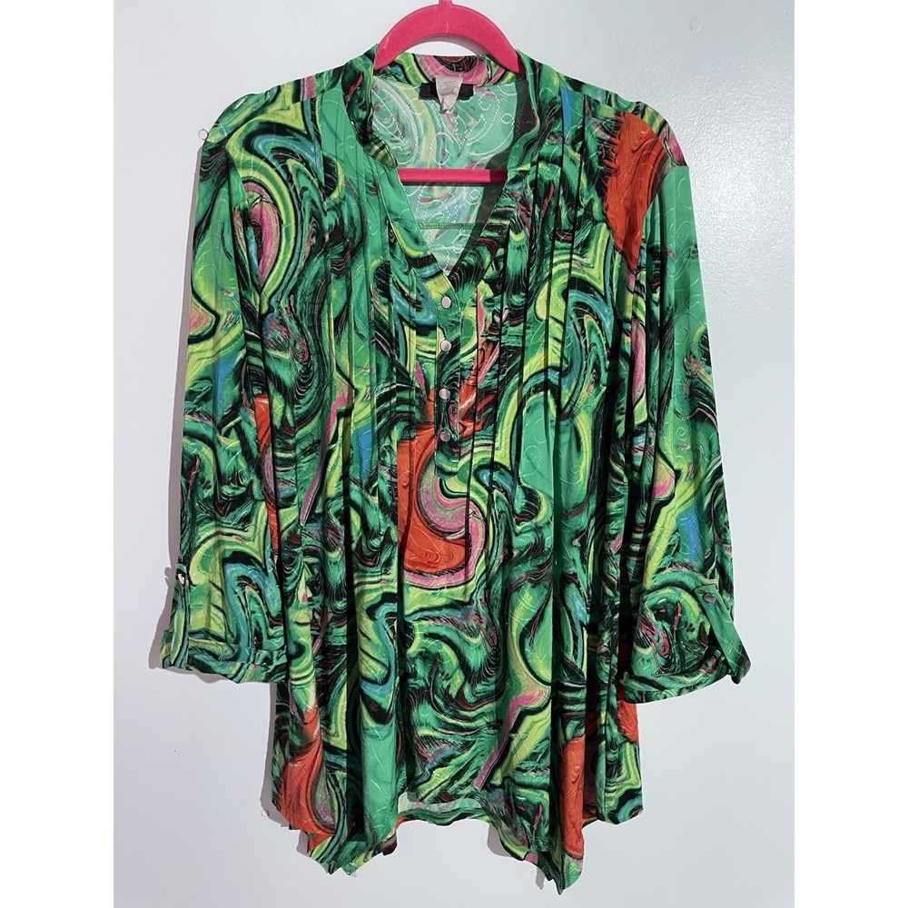 Cocomo Popover Top 2X Artsy Embroidered Office Art To Wear Brunch Vacation